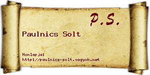 Paulnics Solt névjegykártya